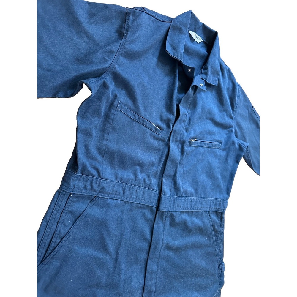 Key Imperial Men's XL Blue Coveralls Vintage Mechanic 70s Talon Zipper Made USA